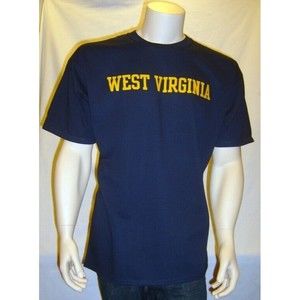 University of West Virginia T Shirt Adult MOUNTAINEERS Navy Blue Cotton NCAA